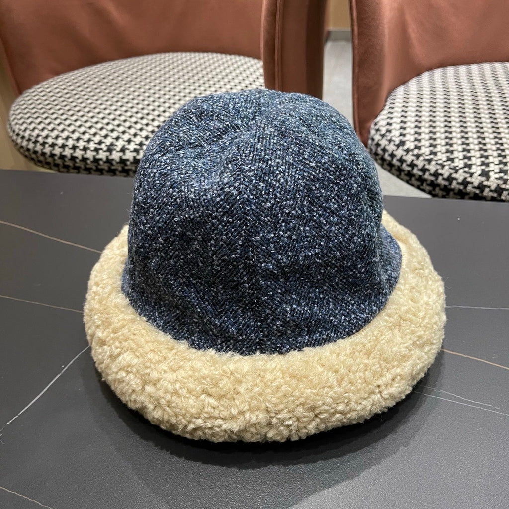 Chanel Womens Blue Plush Bucket Hat 979885