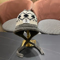 Celine 25 Fair Isle Gray Knitted Tie-Wrap Wool Hat 980013
