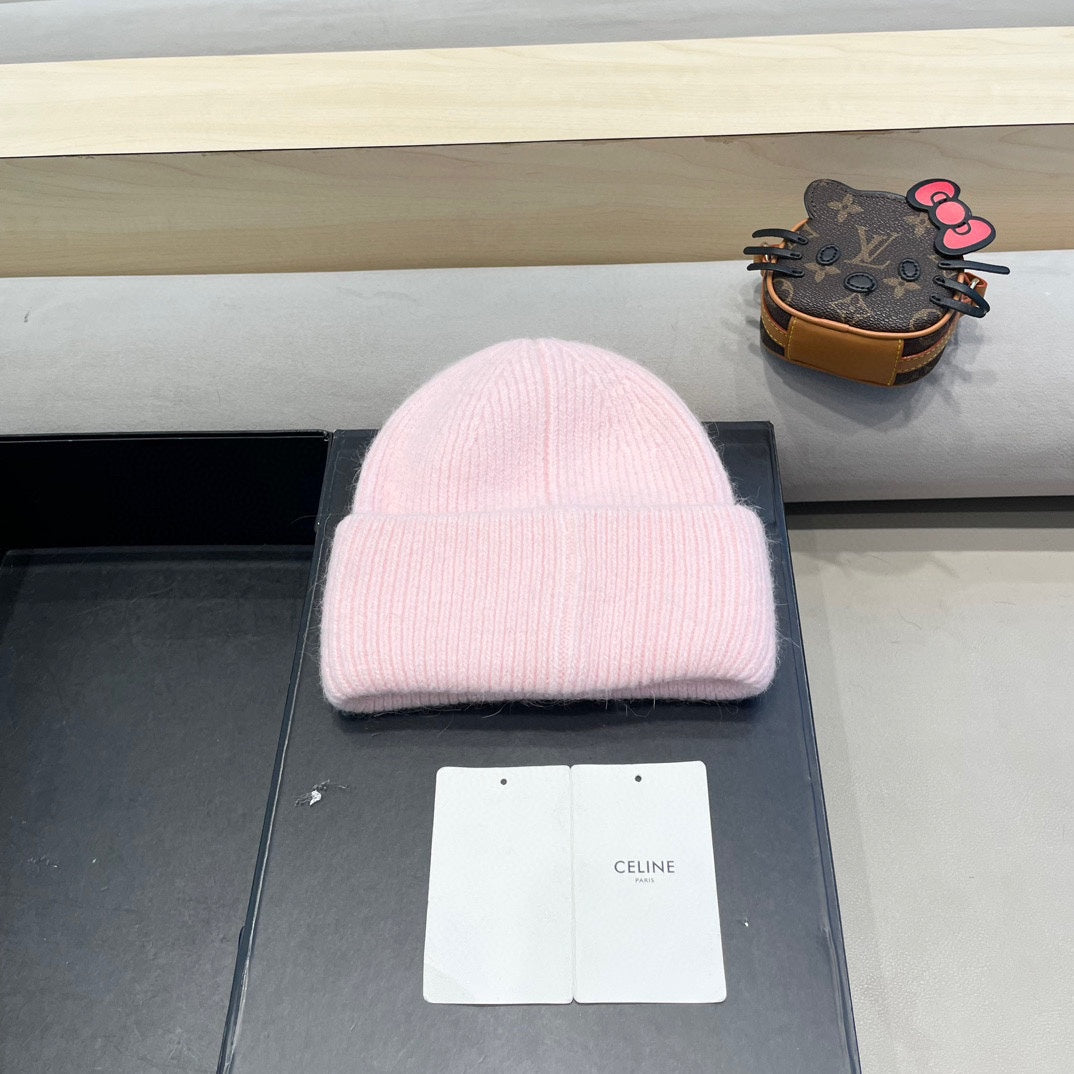 Celine Autumn/Winter New CE Knitted Hat Pink in Wool 980325