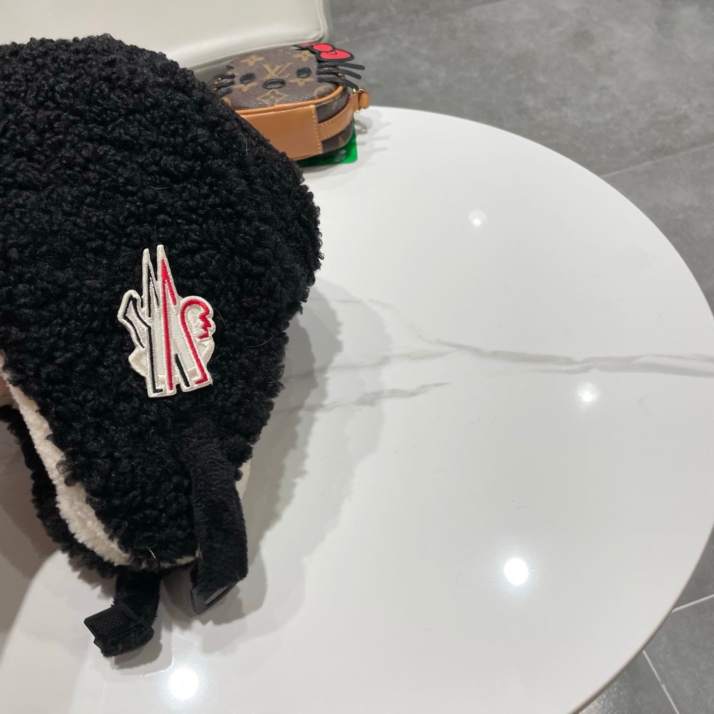 Moncler Winter Lambswool Thickened Earflap Black Hat 980314