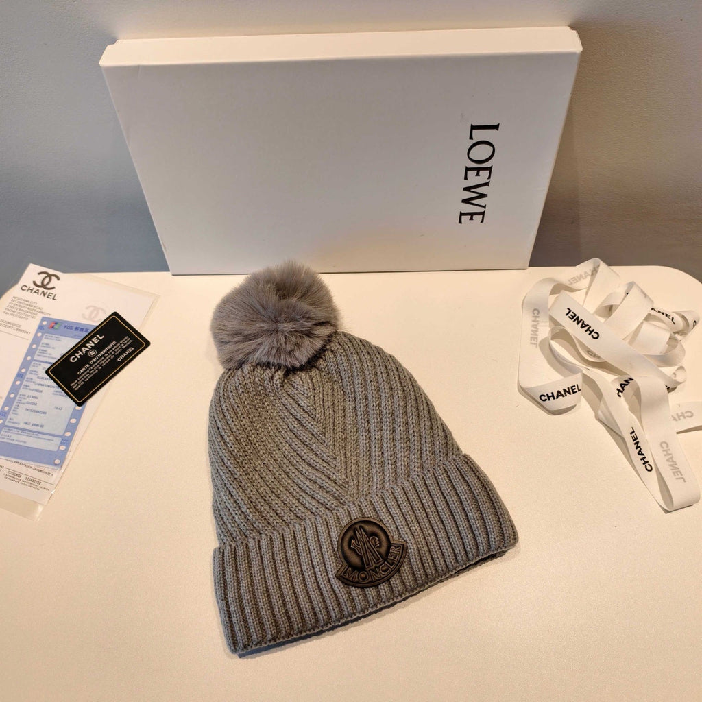 Moncler 2025 Brown New Designer Pom-Pom Wool Beanie 980216