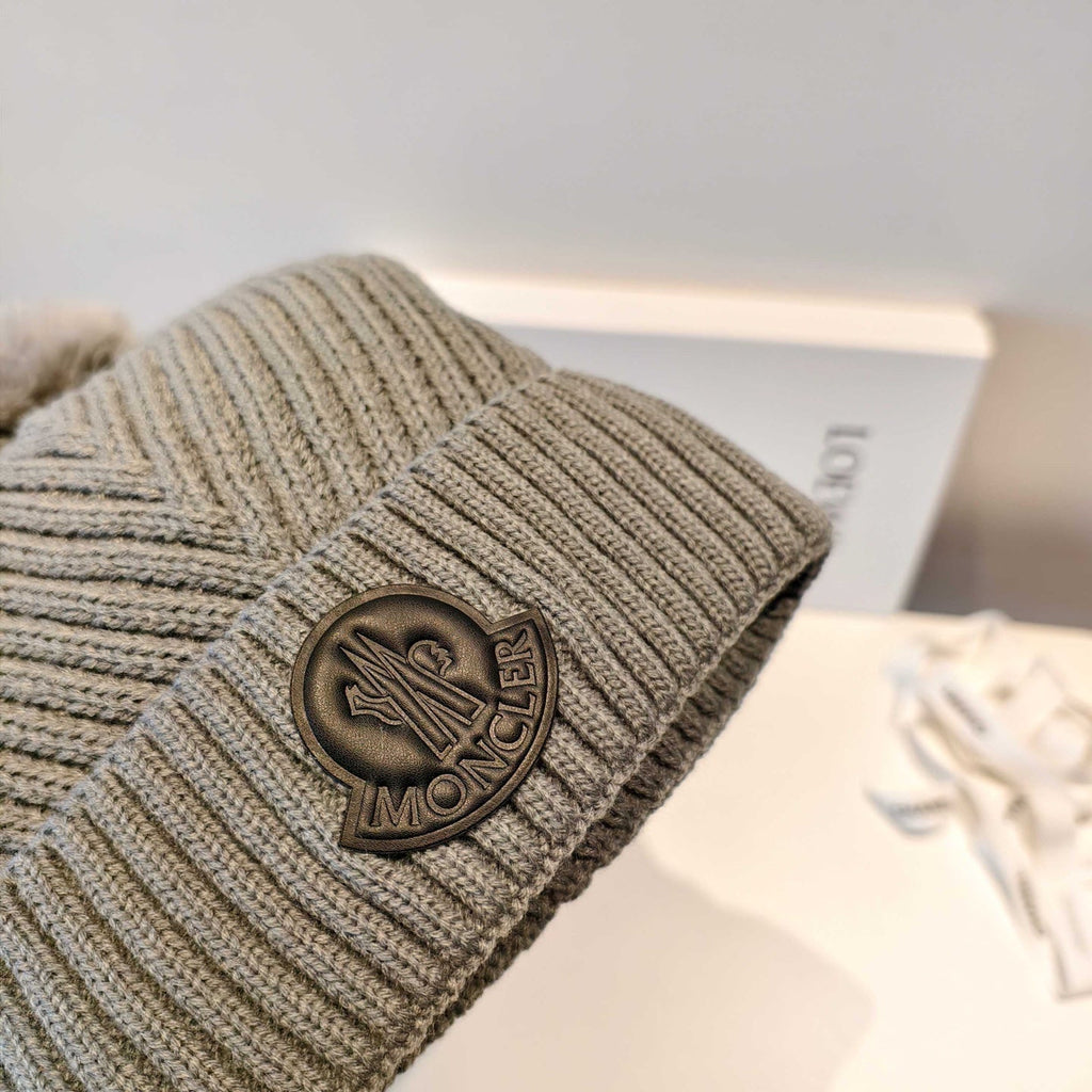Moncler 2025 Brown New Designer Pom-Pom Wool Beanie 980216