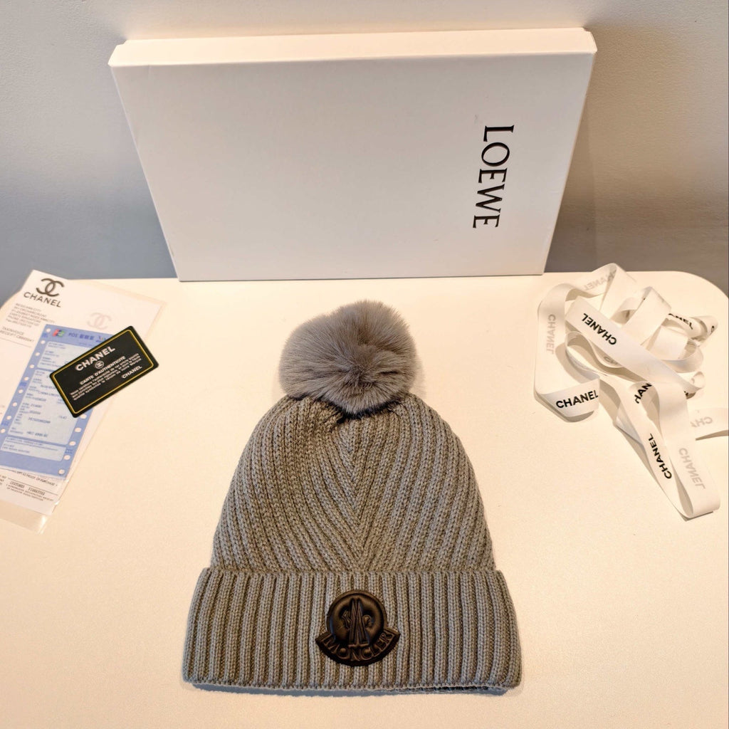 Moncler 2025 Brown New Designer Pom-Pom Wool Beanie 980216