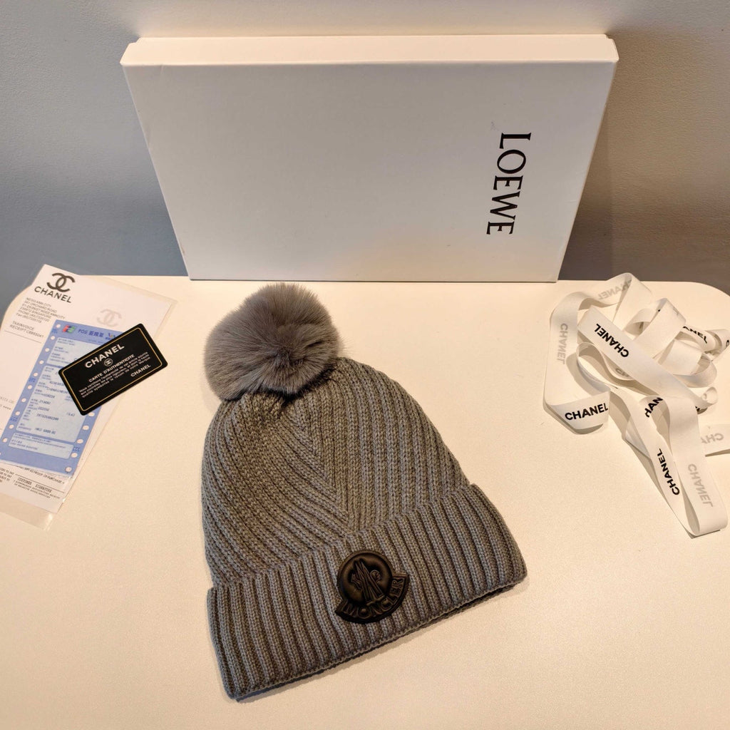 Moncler 2025 Brown New Designer Pom-Pom Wool Beanie 980216