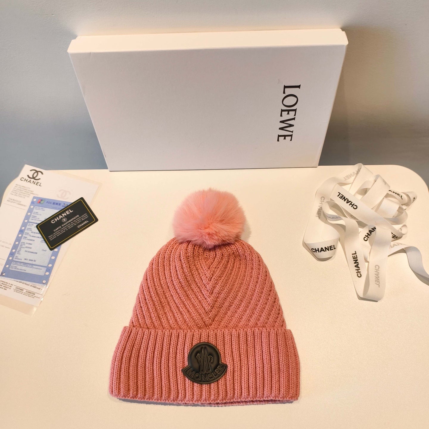 Moncler 2025 Light Pink New Designer Pom-Pom Wool Beanie 980214