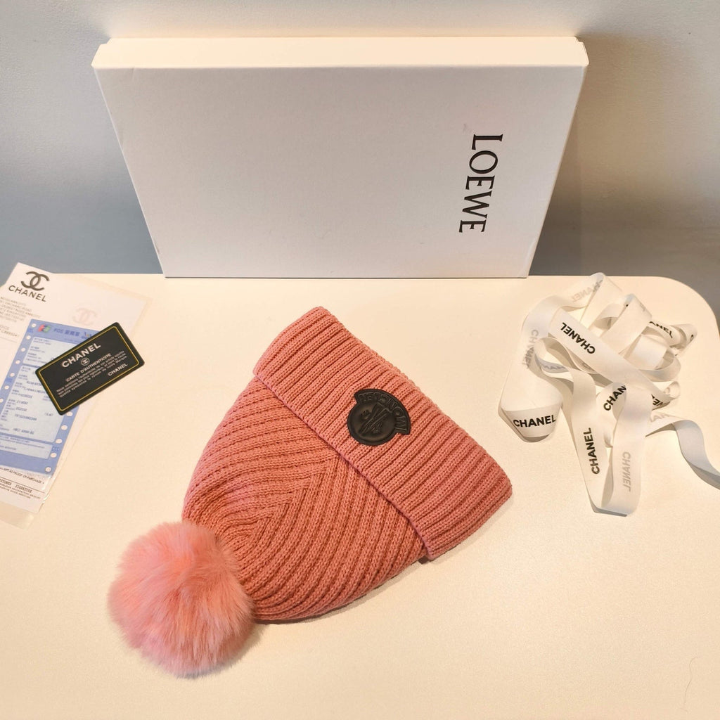 Moncler 2025 Light Pink New Designer Pom-Pom Wool Beanie 980214