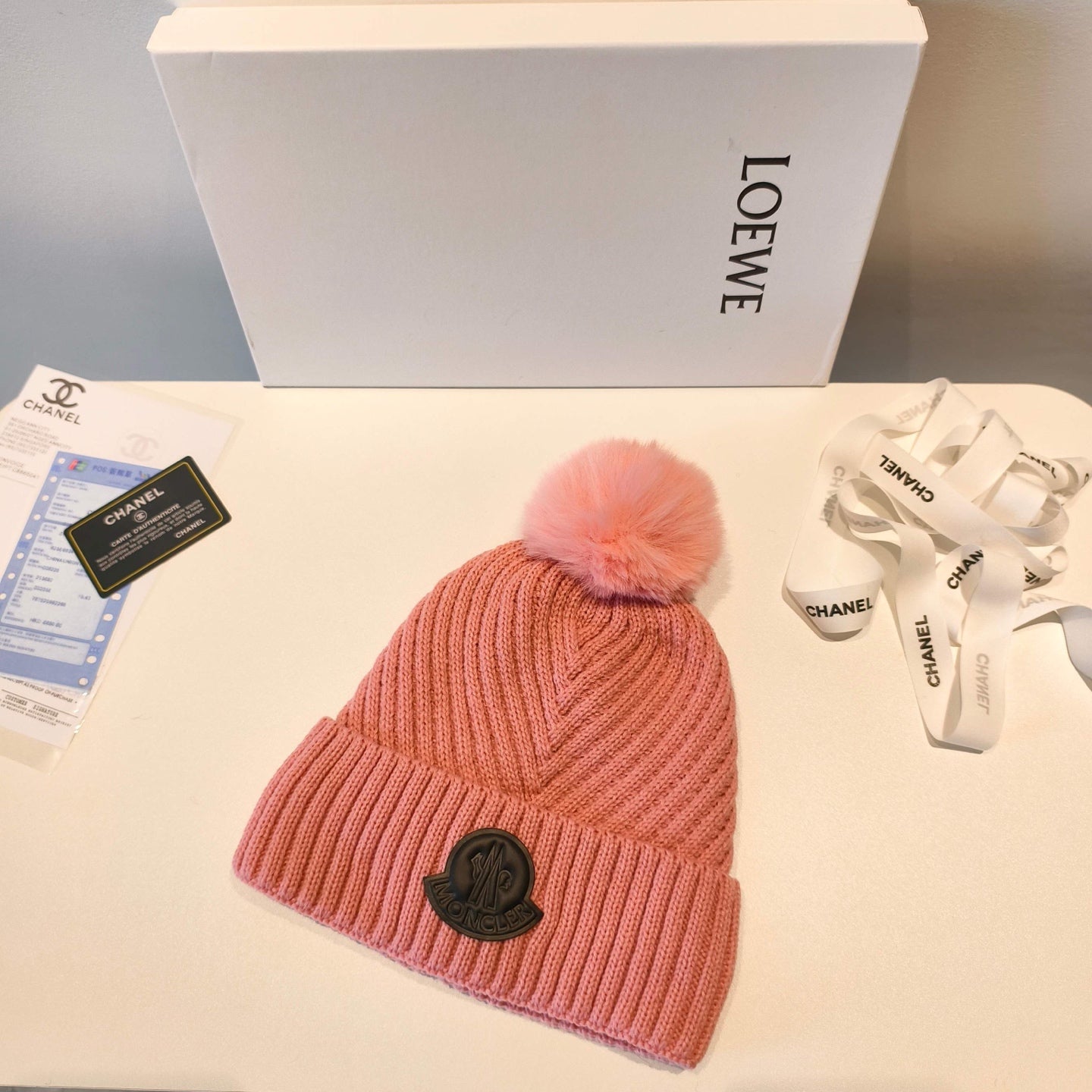Moncler 2025 Light Pink New Designer Pom-Pom Wool Beanie 980214