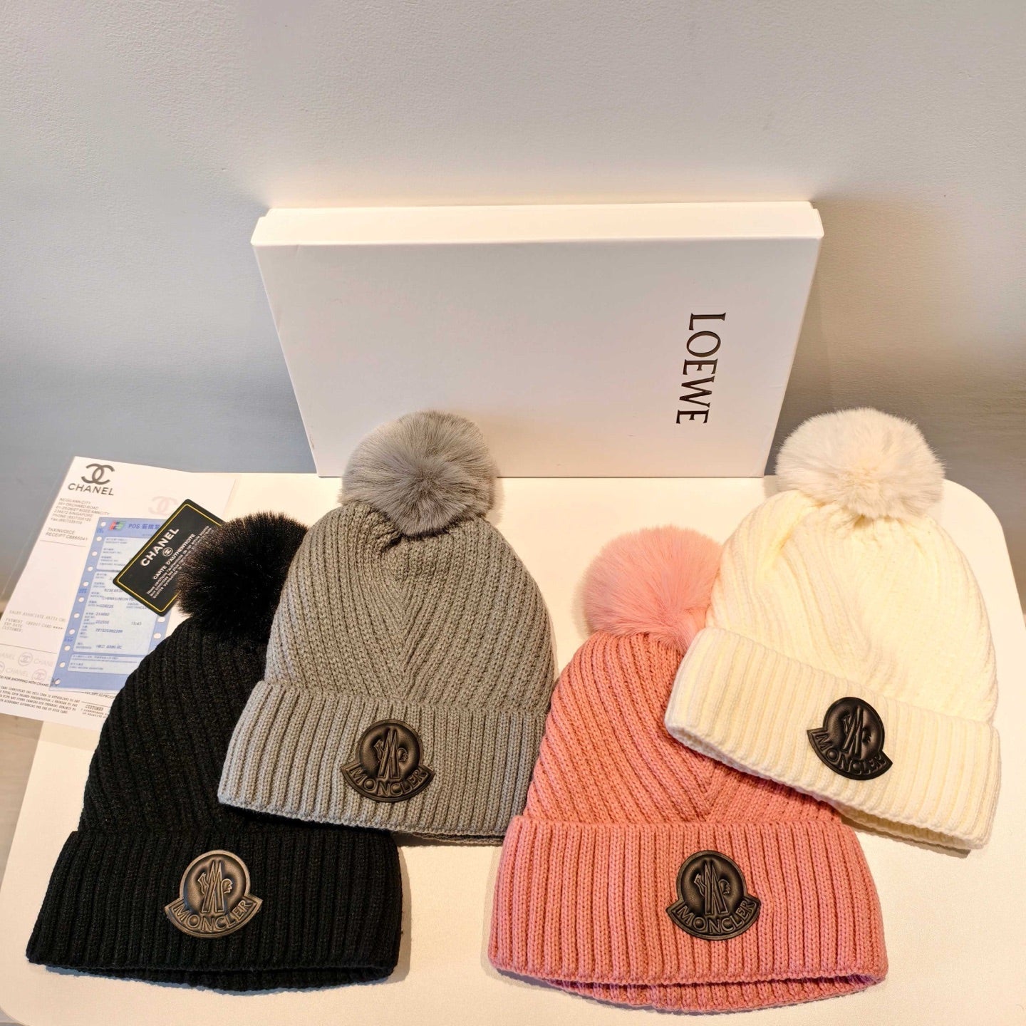 Moncler 2025 Light Pink New Designer Pom-Pom Wool Beanie 980214
