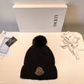 Moncler 2025 Black New Designer Pom-Pom Wool Beanie 980213