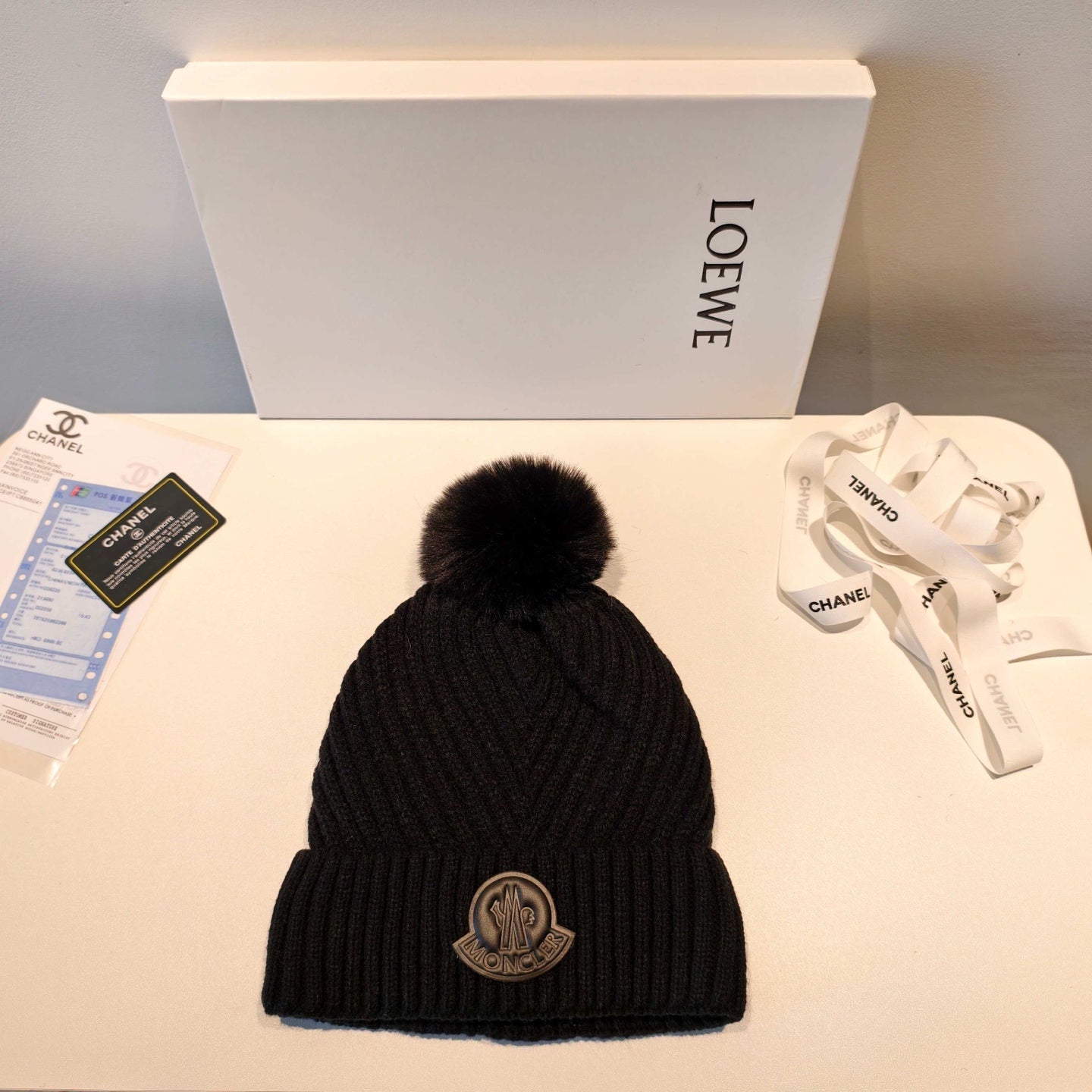 Moncler 2025 Black New Designer Pom-Pom Wool Beanie 980213
