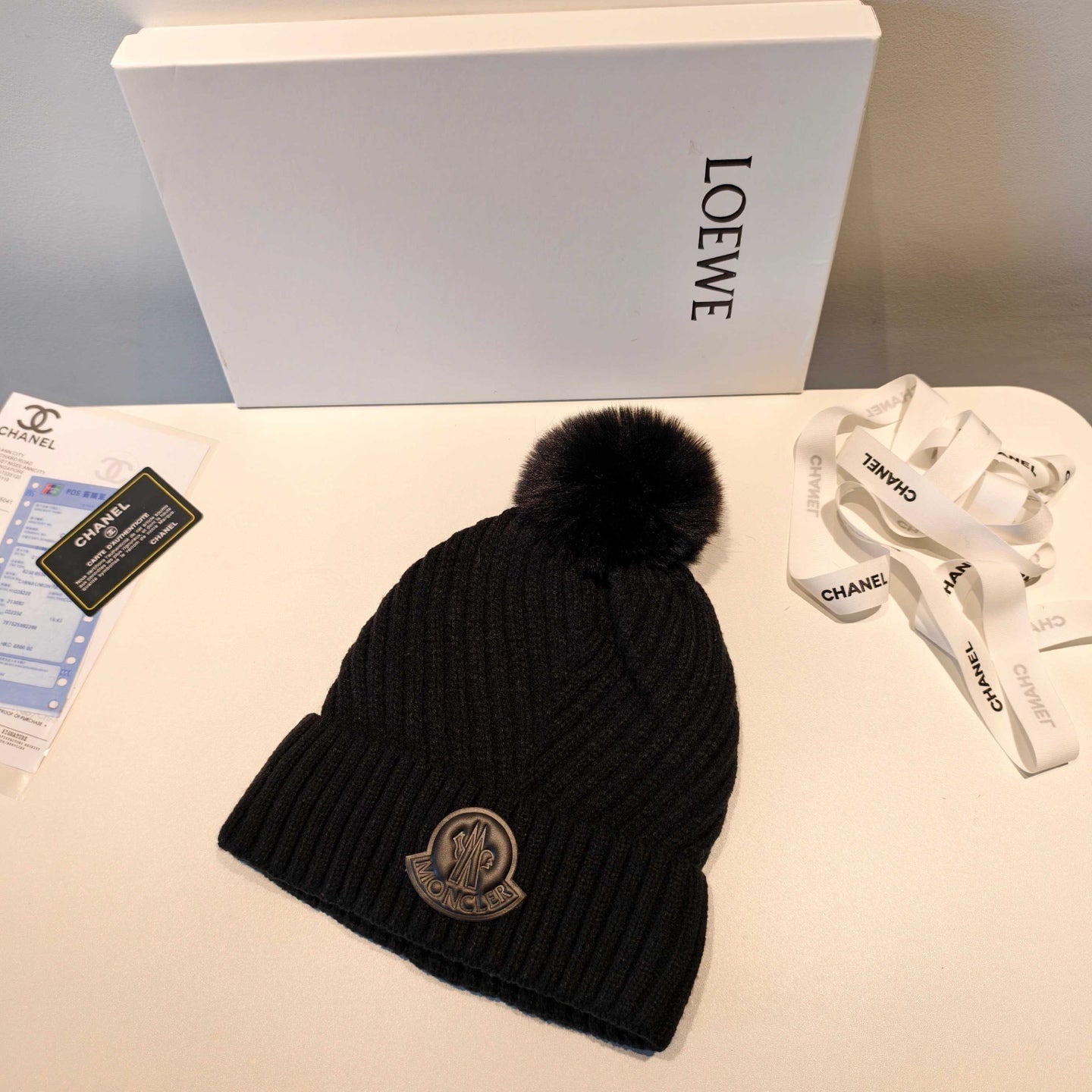 Moncler 2025 Black New Designer Pom-Pom Wool Beanie 980213