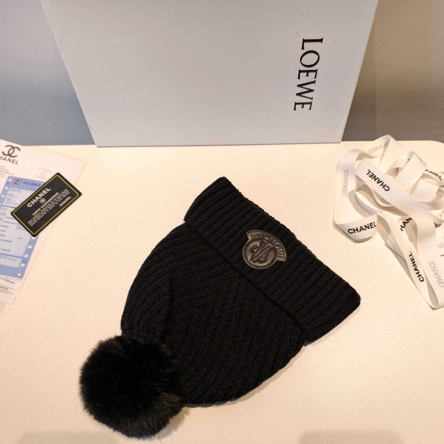 Moncler 2025 Black New Designer Pom-Pom Wool Beanie 980213
