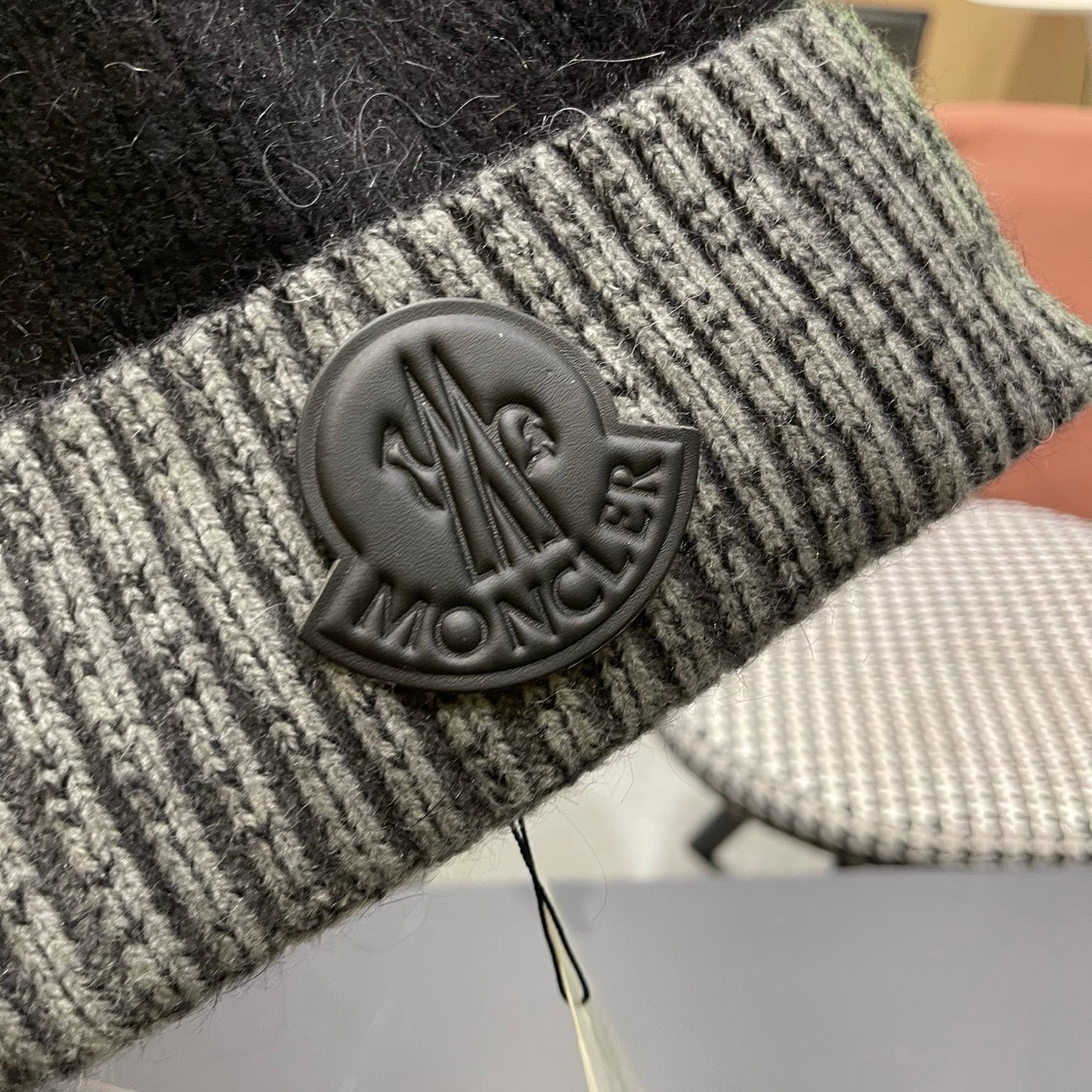 Moncler Korean Style Fleece-Lined Black White Knitted Beanie 980072