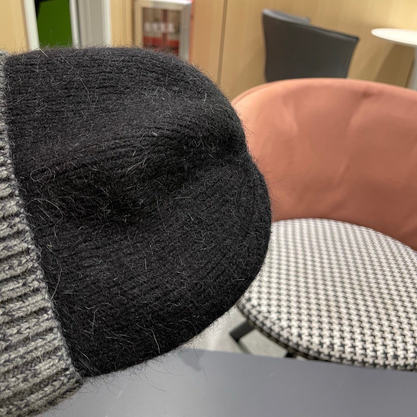 Moncler Korean Style Fleece-Lined Black White Knitted Beanie 980072
