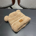 Moncler Cute Bear Fleece-Lined Warm Knitted Brown Hat 980002