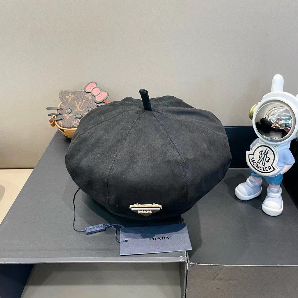 Prada Beret Black in Suede 125850