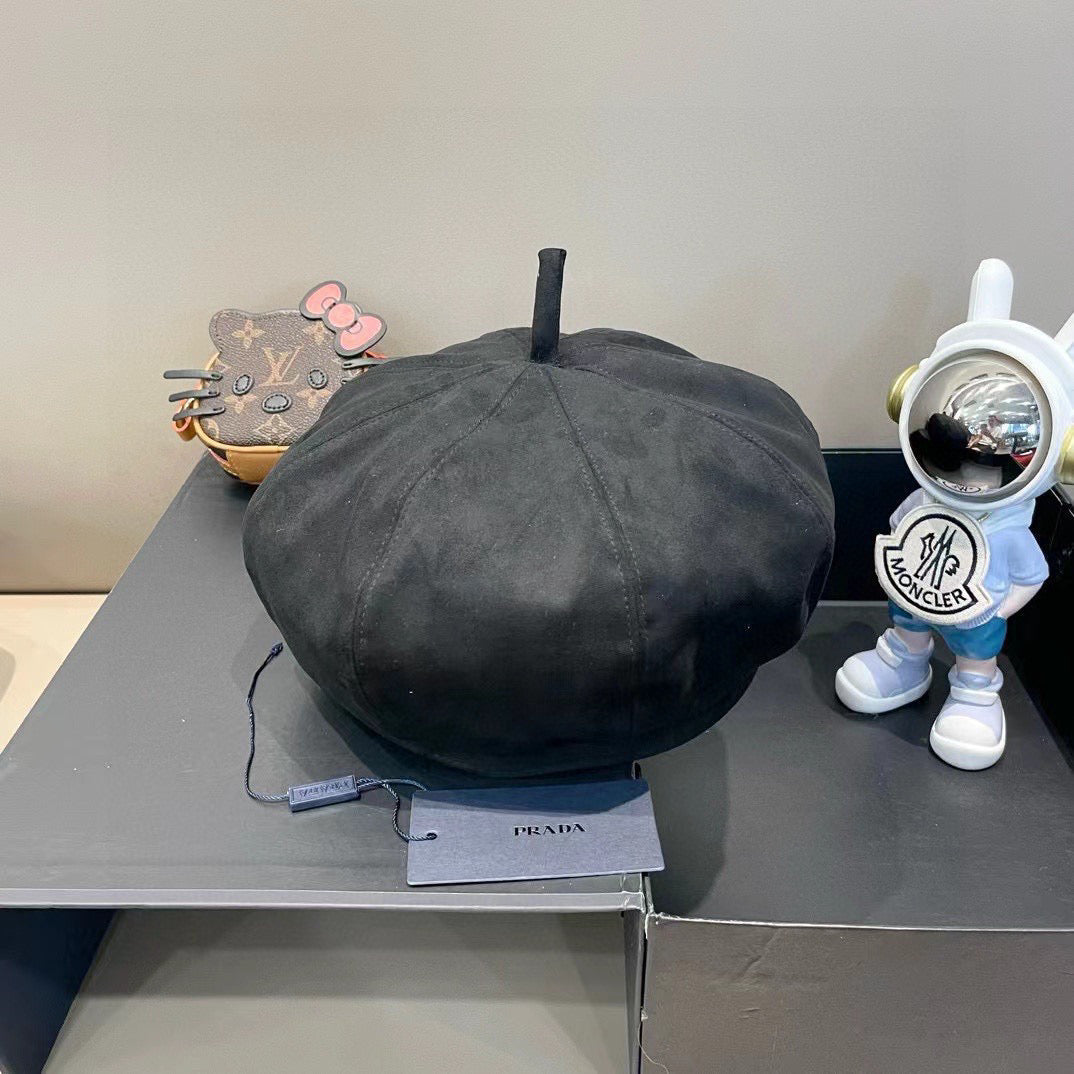 Prada Beret Black in Suede 125850