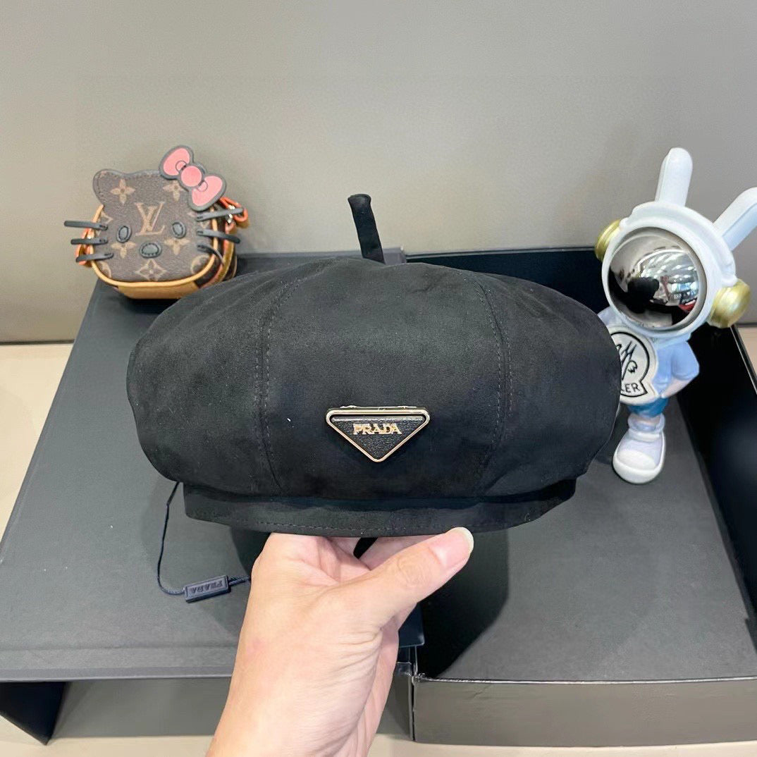 Prada Beret Black in Suede 125850