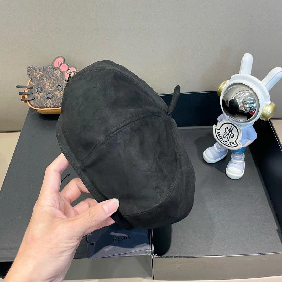 Prada Beret Black in Suede 125850