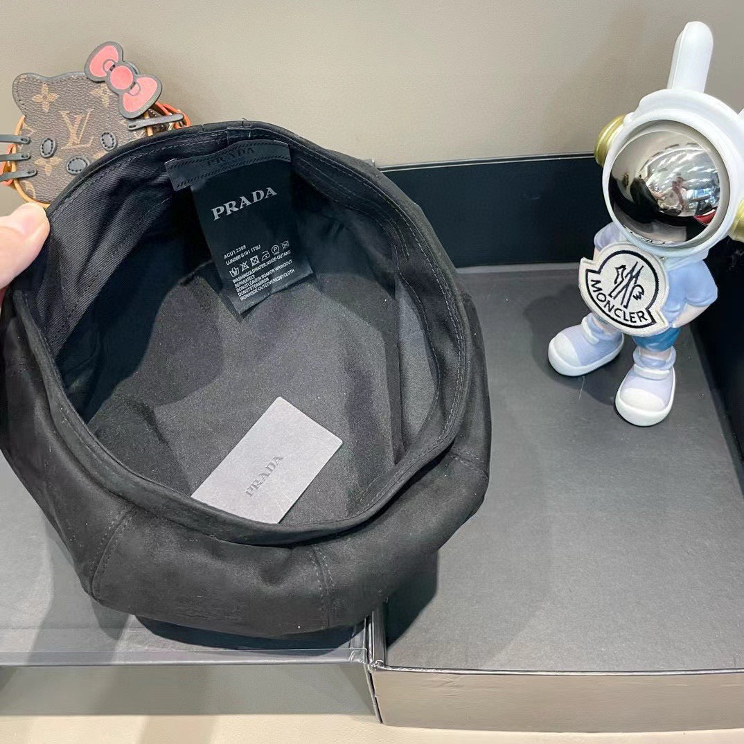 Prada Beret Black in Suede 125850