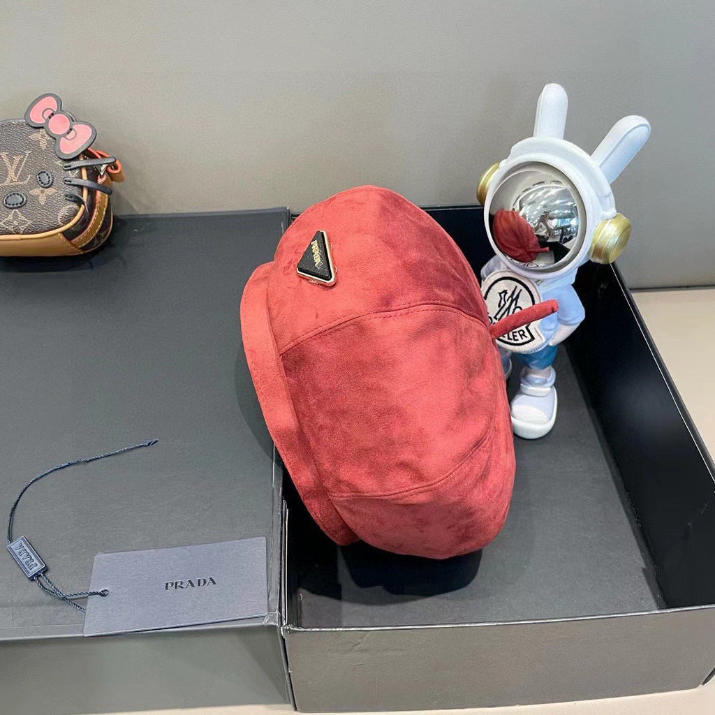 Prada Beret Red in Suede 125849
