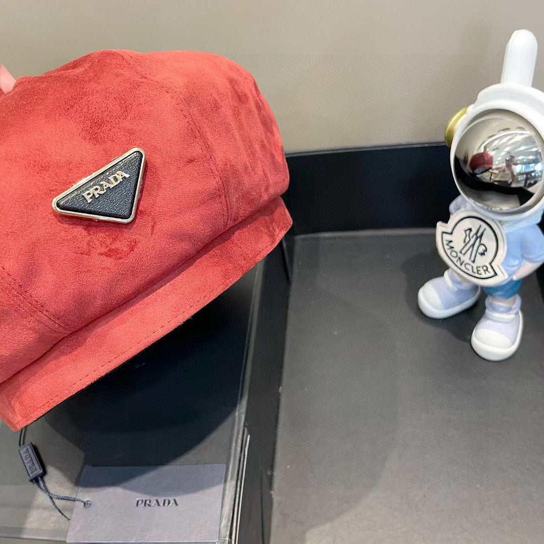 Prada Beret Red in Suede 125849