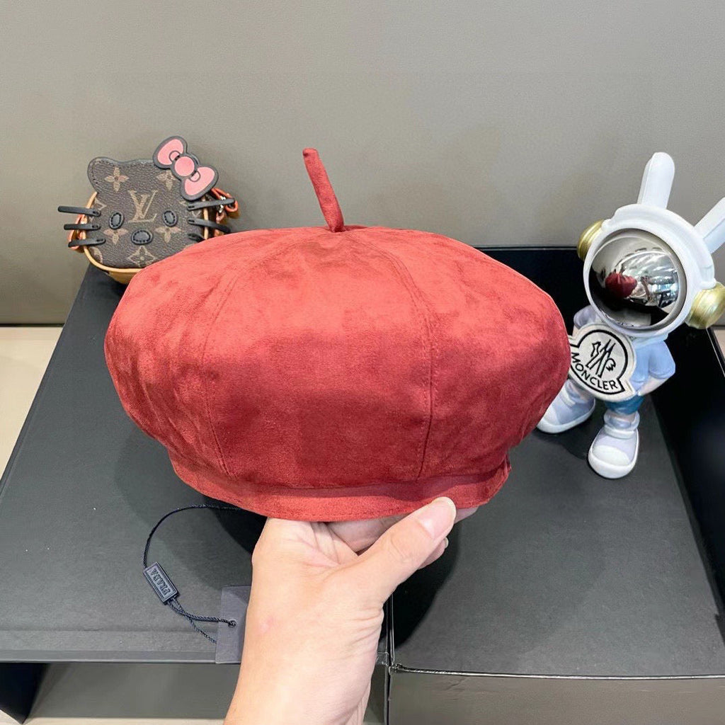 Prada Beret Red in Suede 125849