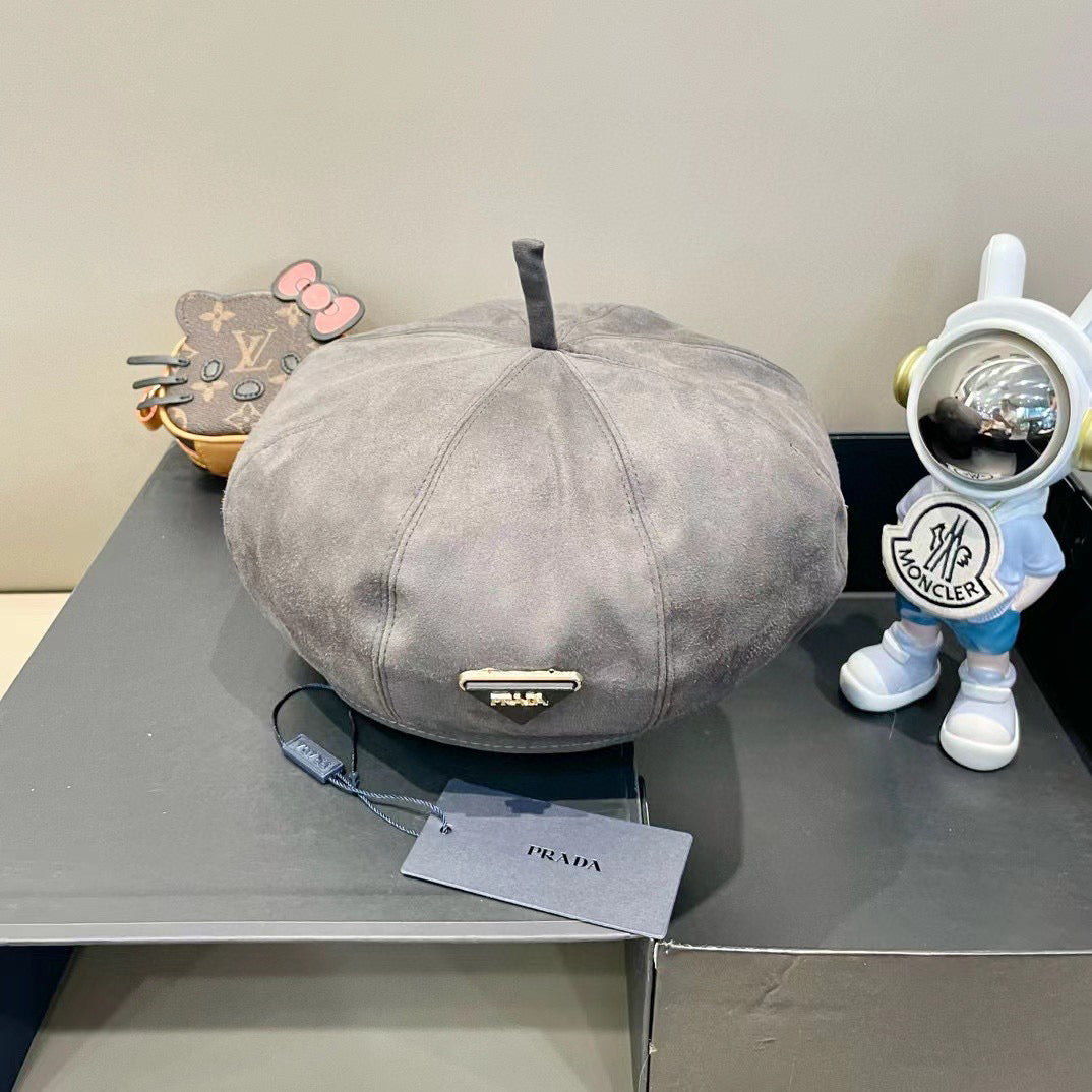 Prada Beret Gray in Suede 125848