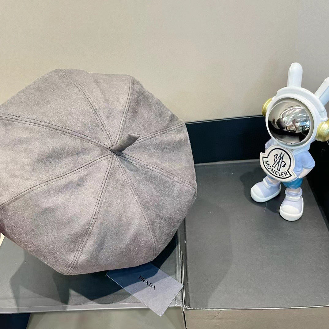 Prada Beret Gray in Suede 125848