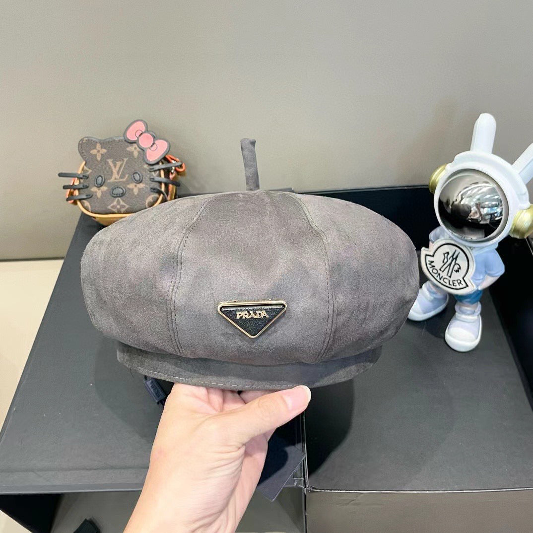 Prada Beret Gray in Suede 125848