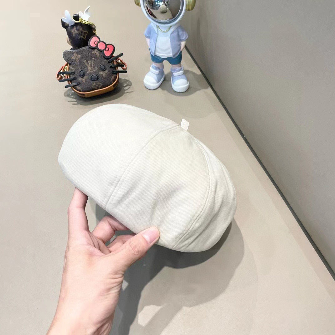 Prada Beret Pumpkin Style Women's White in Canvas 125793