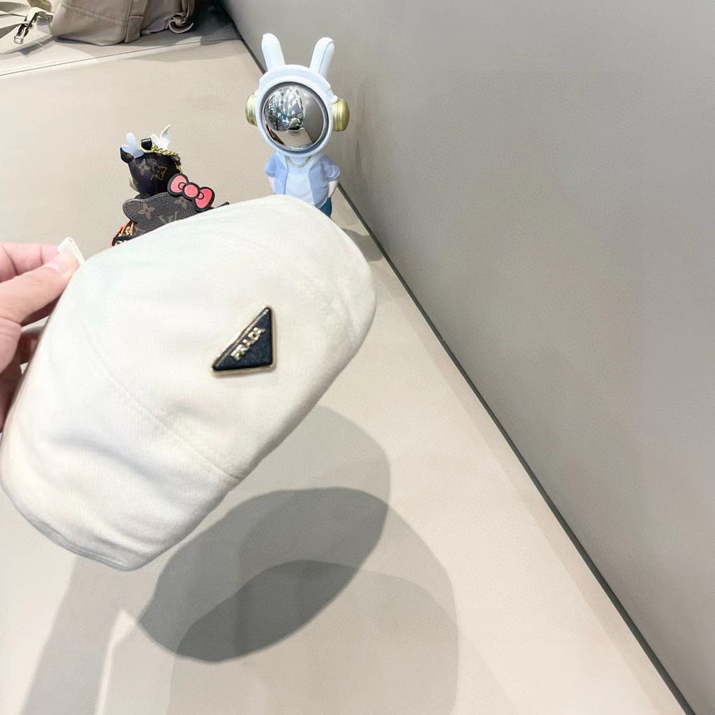Prada Beret Pumpkin Style Women's White in Canvas 125793