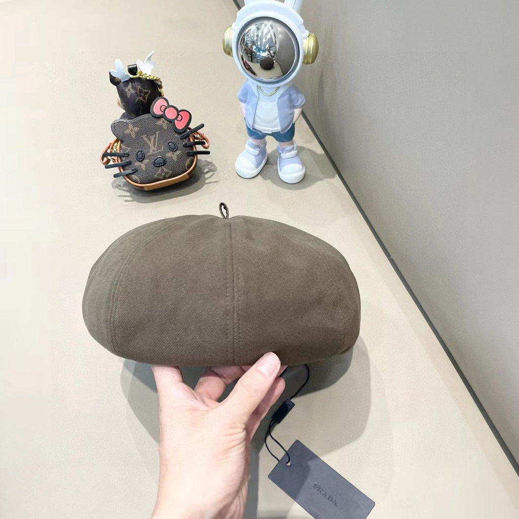 Prada Beret Pumpkin Style Women's Taupe in Canvas 125792