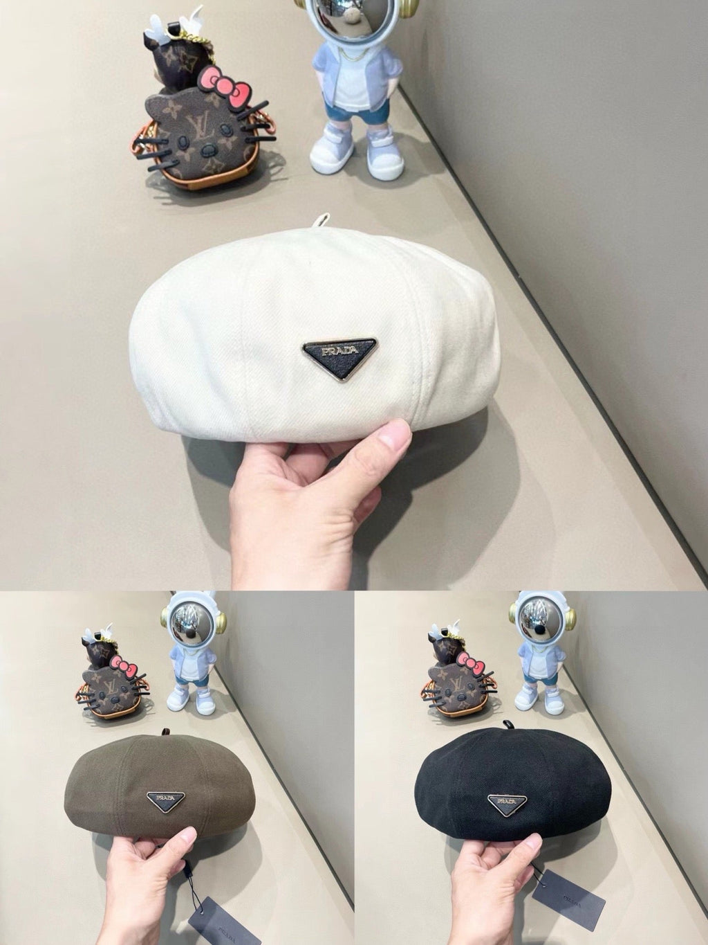 Prada Beret Pumpkin Style Women's Black in Canvas 125791