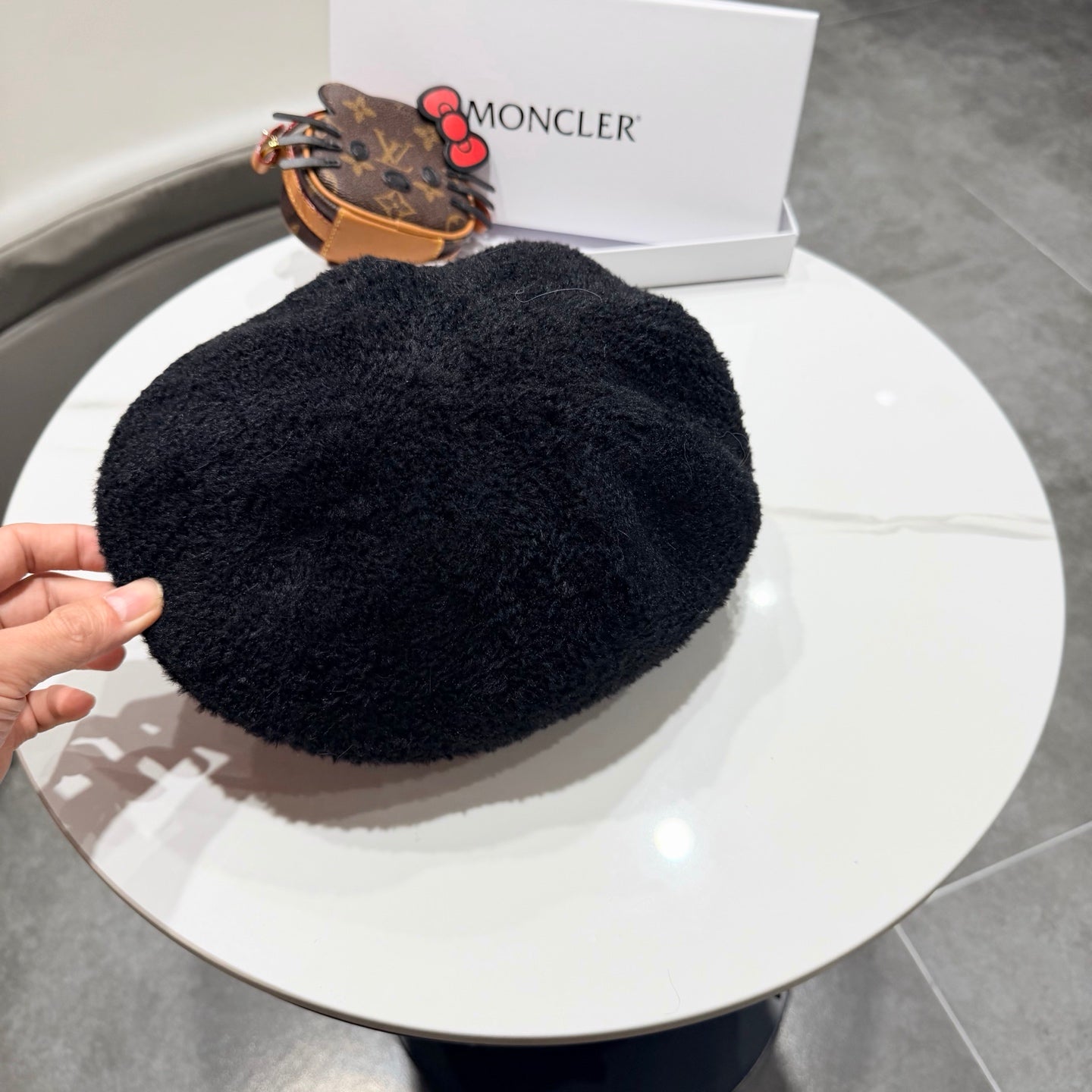 Prada 25 Iceland Beret Women's Black in Plush 125815