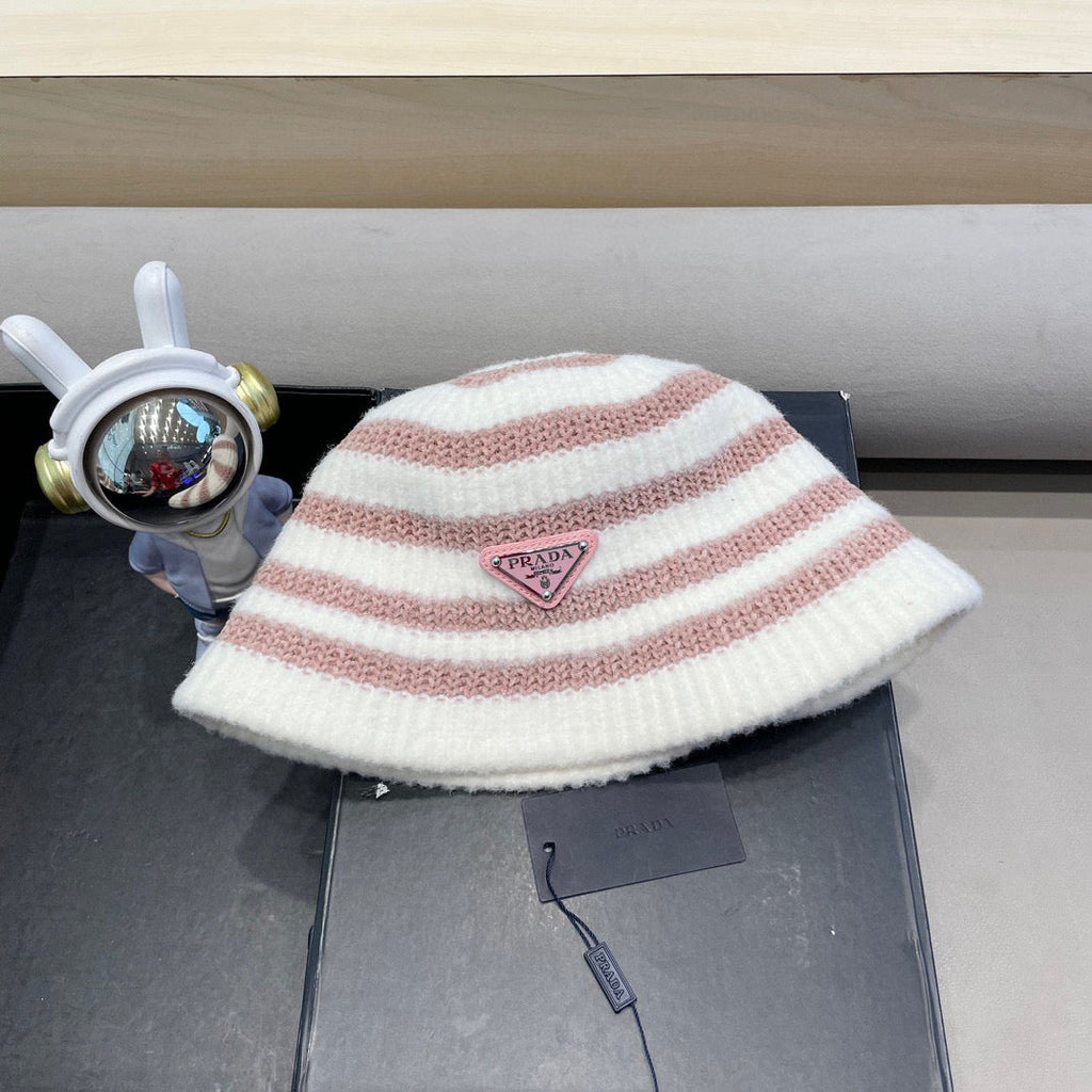 Prada Plush Bucket Hat Pink Knitted Woolen Fabric 125671