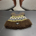 Prada 25 Cute Bear Ears Hat Dark Brown Multicolor Knitted Woolen Fabric 125502
