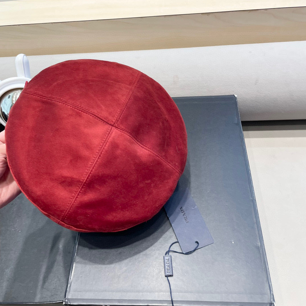 Prada 25 Women's Beret Red in Cloth 123103
