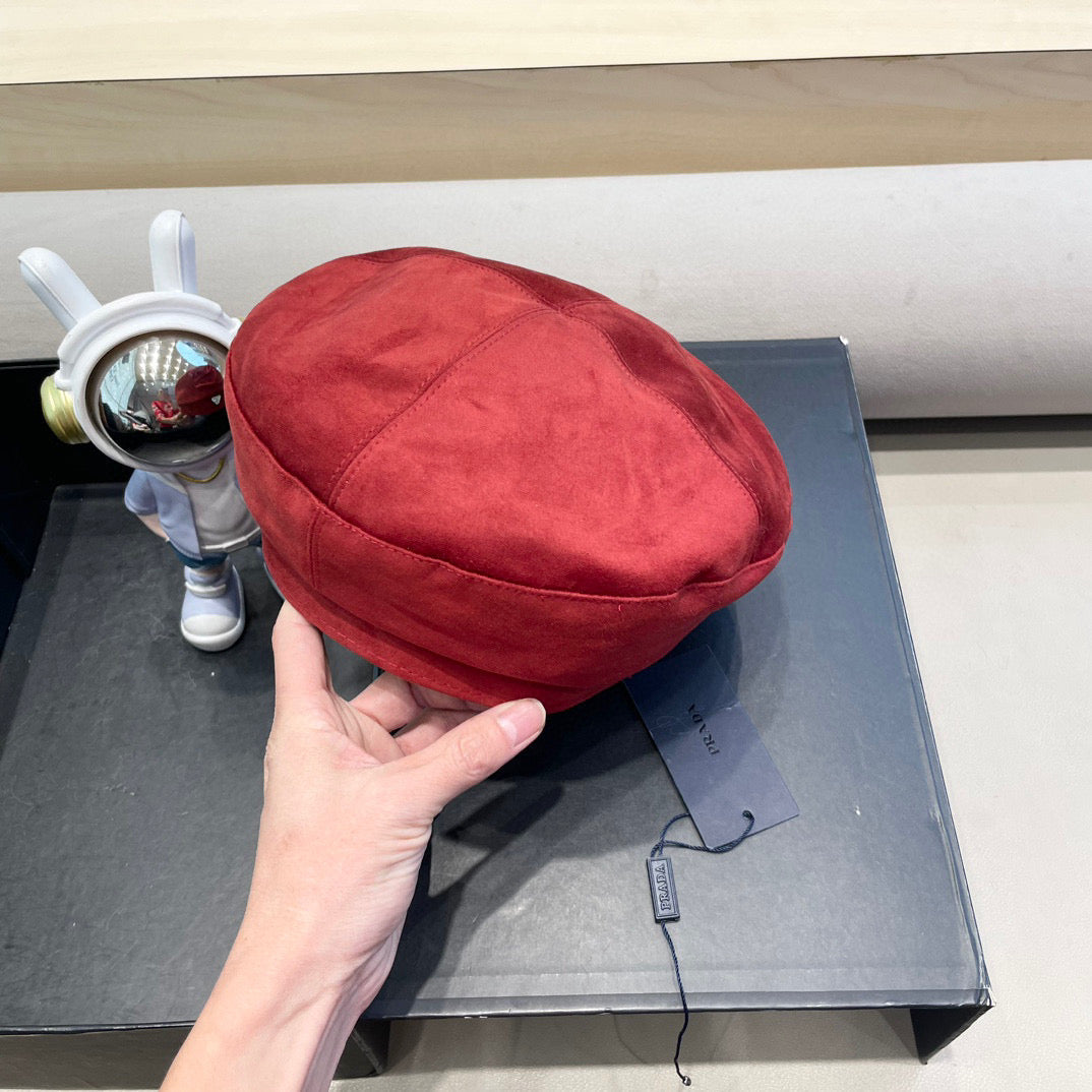 Prada 25 Women's Beret Red in Cloth 123103