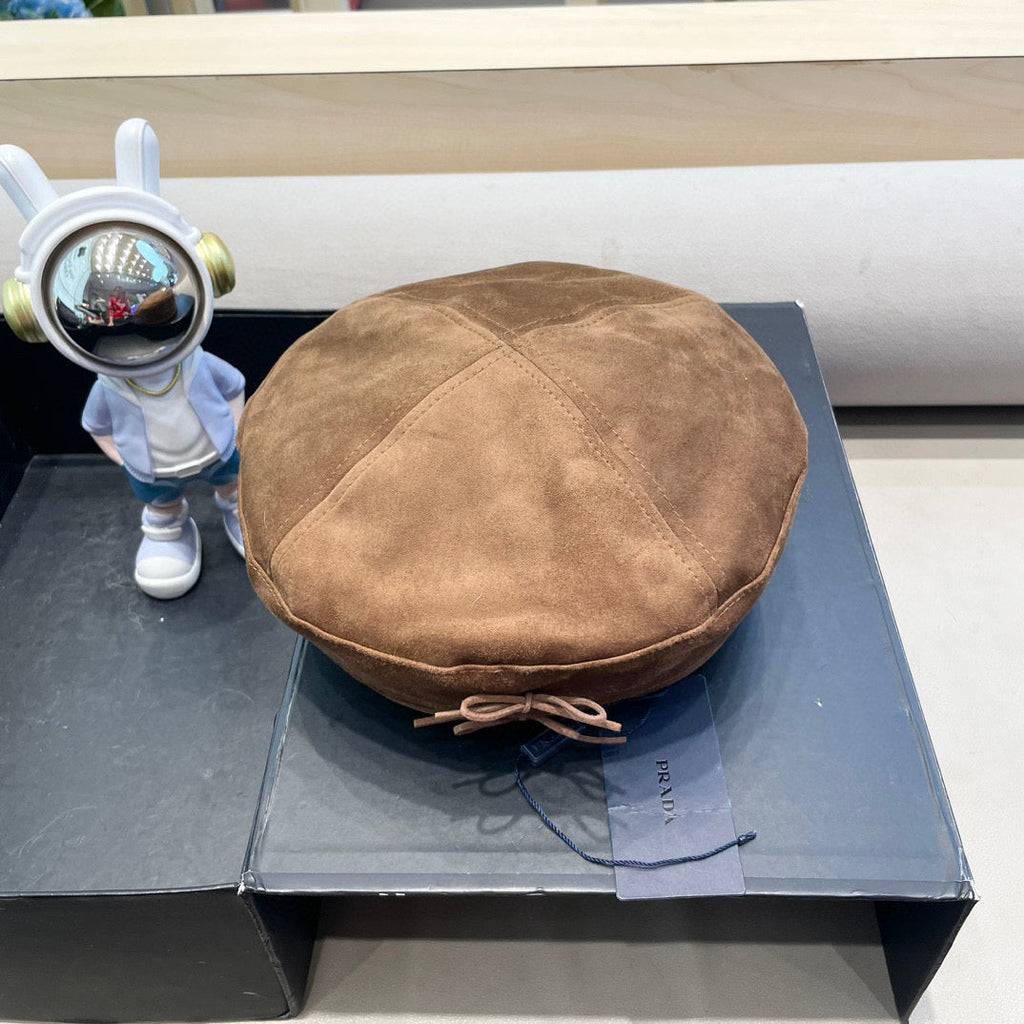 Prada 25 Women's Beret Brown in Cloth 123102