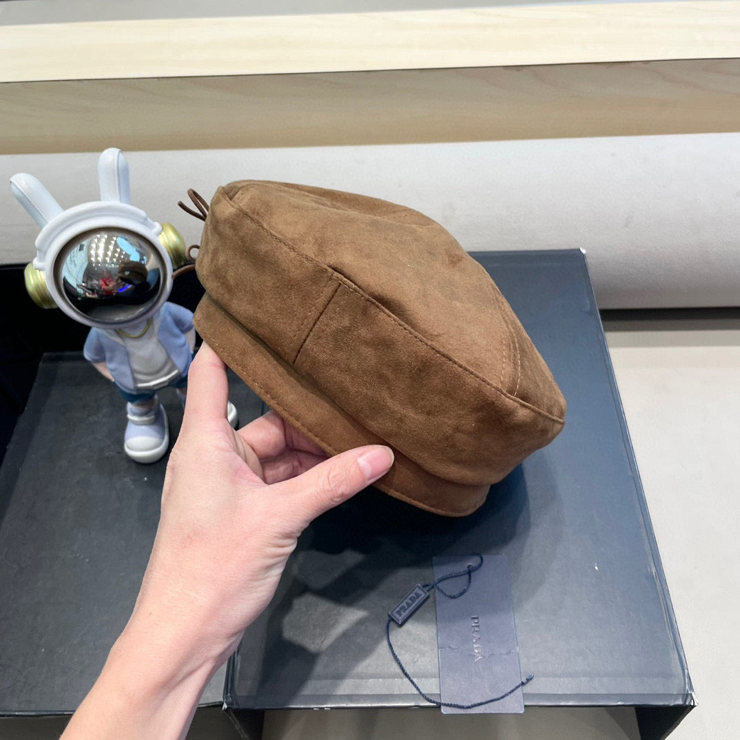 Prada 25 Women's Beret Brown in Cloth 123102