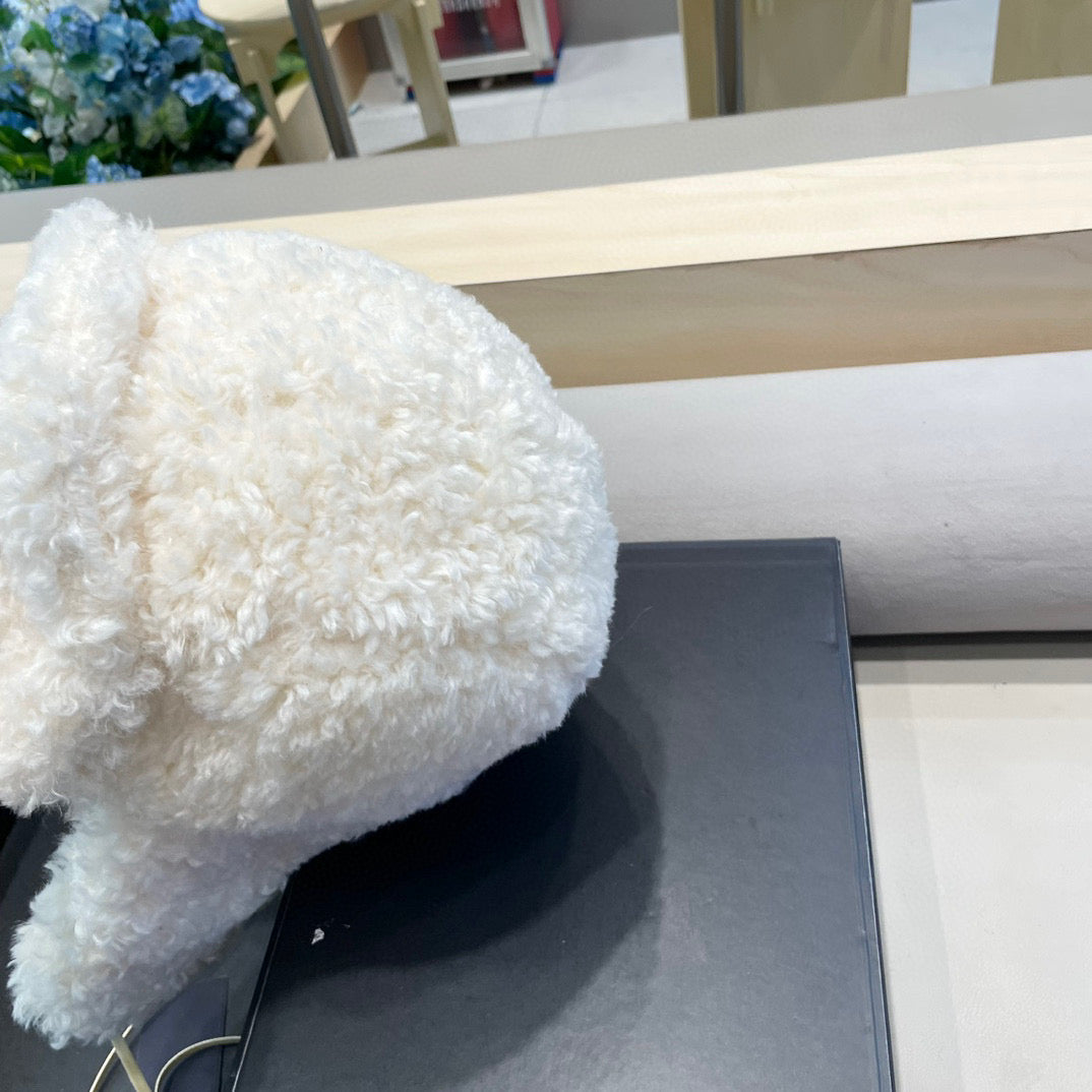 Prada Earflap Hat White Lambswool 122341