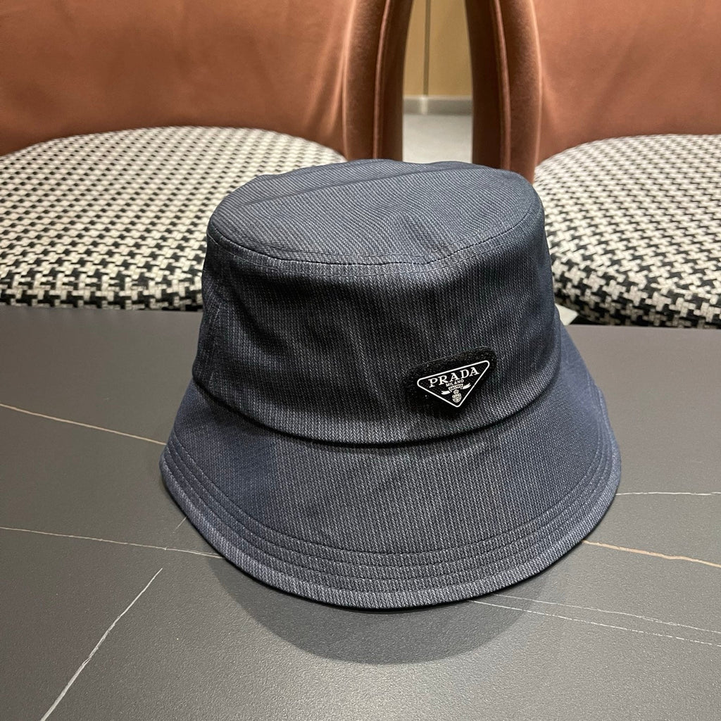 Prada 25 Bucket Hat Navy Blue in Canvas 122133