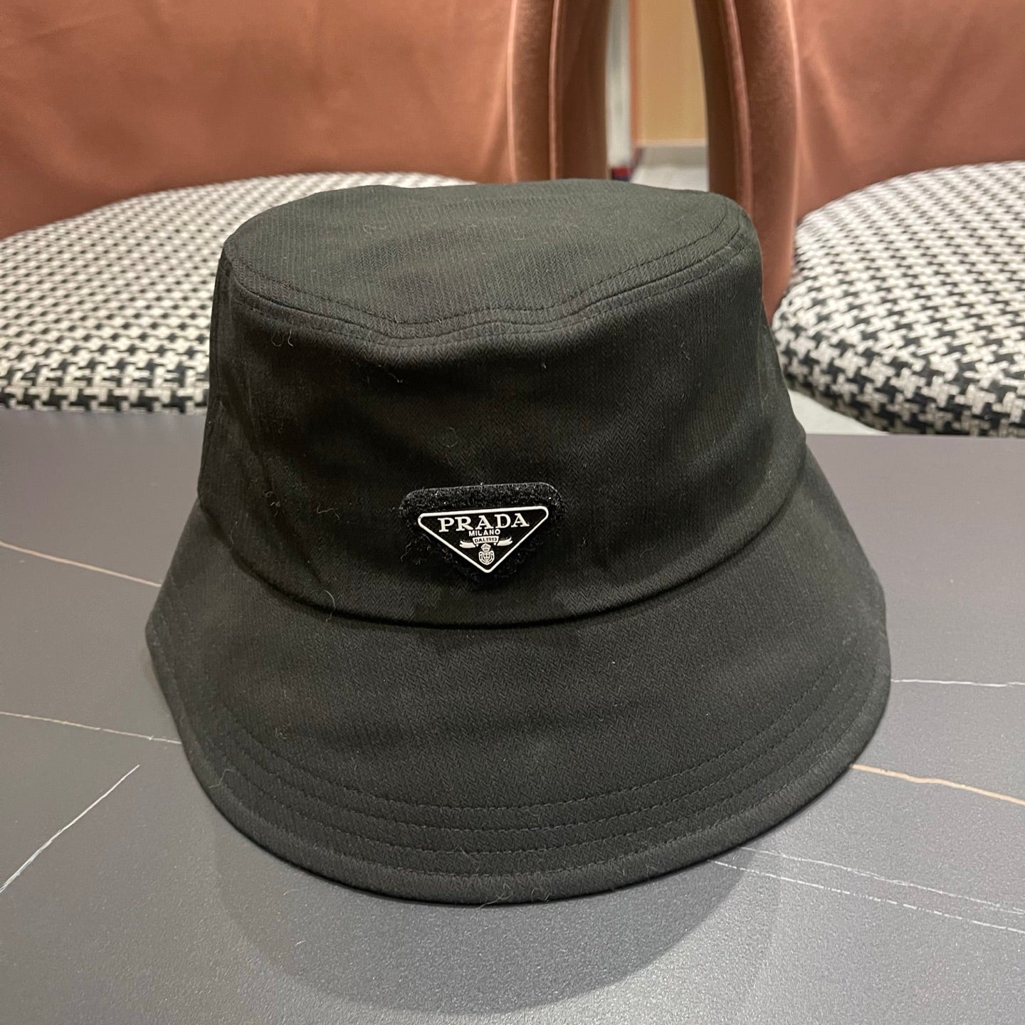 Prada 25 Bucket Hat Black in Canvas 122132