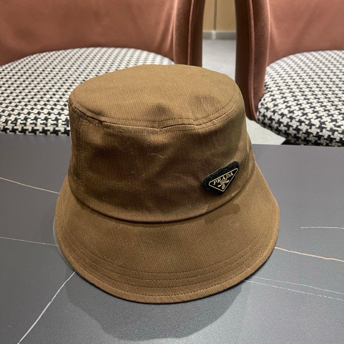 Prada 25 Bucket Hat Brown in Canvas 122131