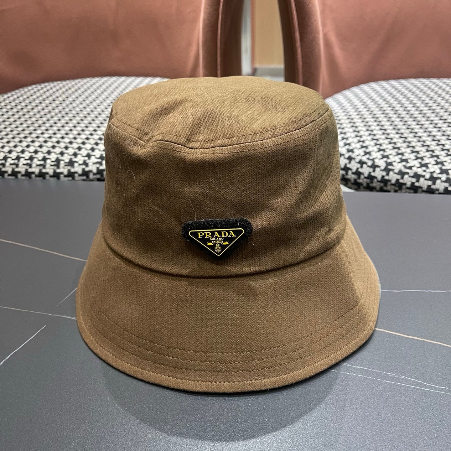 Prada 25 Bucket Hat Brown in Canvas 122131