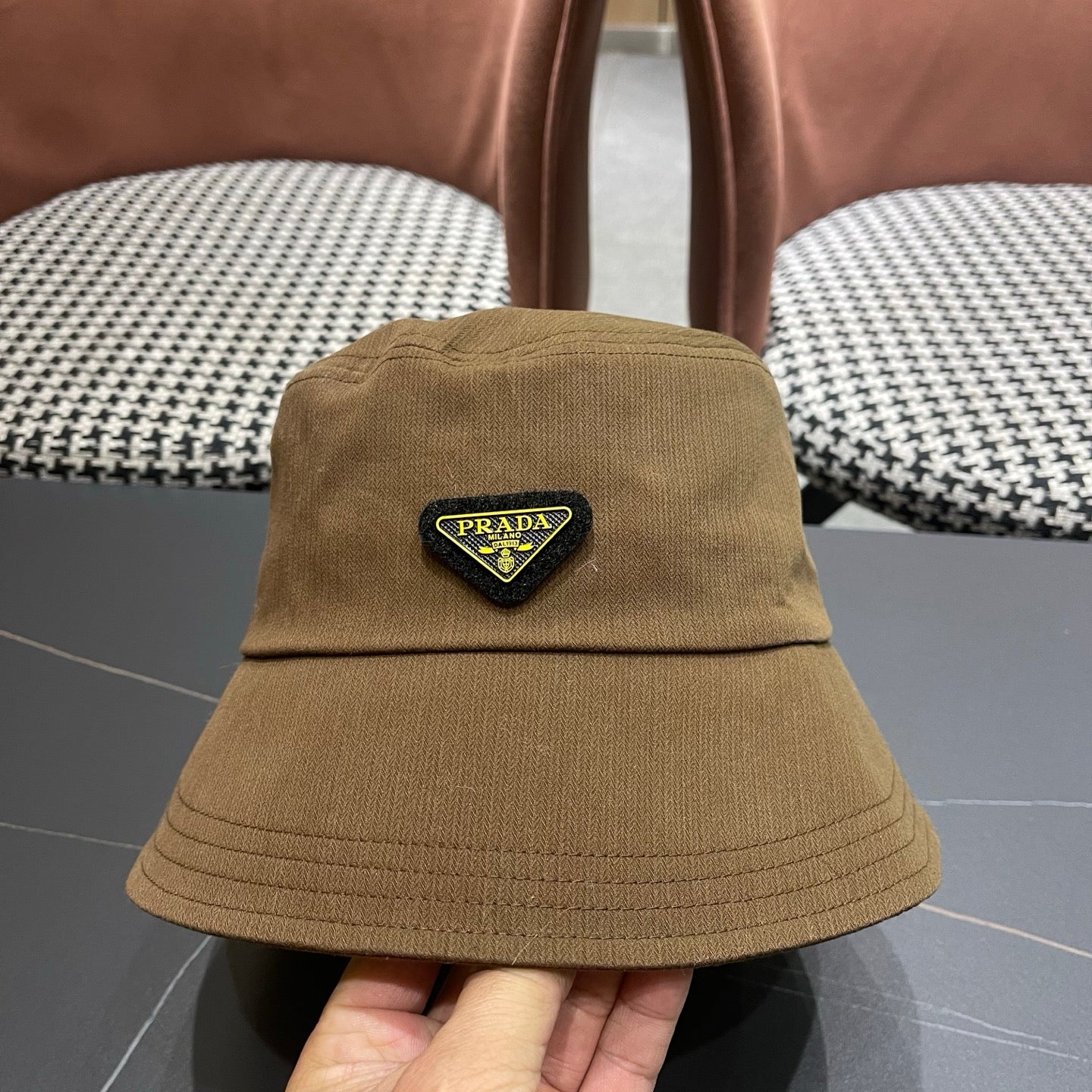 Prada 25 Bucket Hat Brown in Canvas 122131