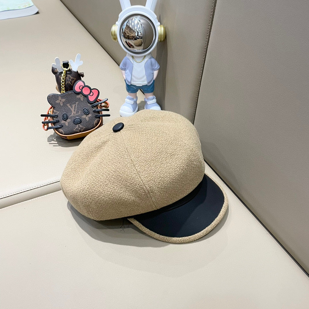 Prada Women's Beret Hat Beige in Tweed 125766