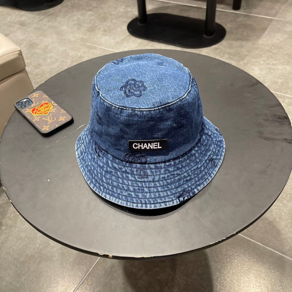 Chanel Blue Denim Vintage Bucket Hat 192315