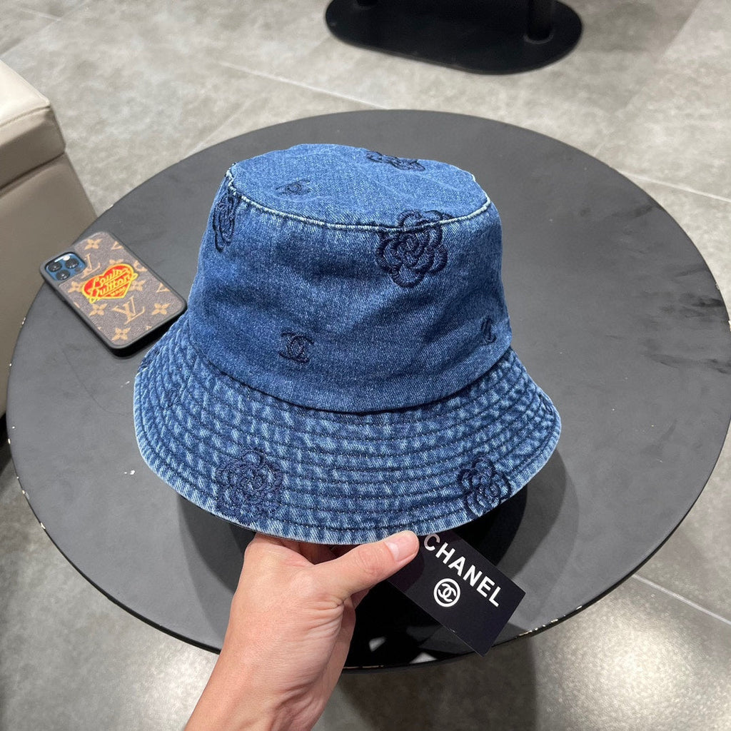 Chanel Blue Denim Vintage Bucket Hat 192315